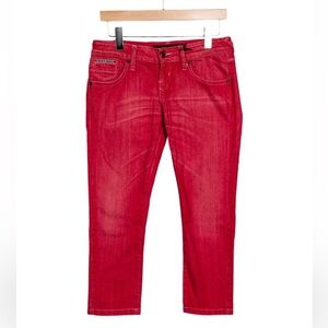 John Richmond Low-Rise Skinny Leg Cropped Red Jeans NWT